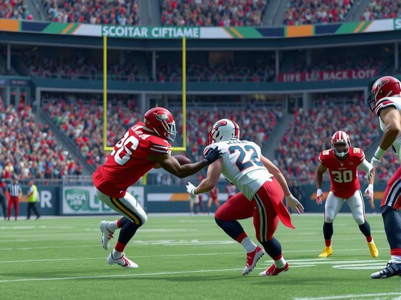 NFL 2K5 Resurrected 2025 गेम कवर - फुटबॉल खिलाड़ी एक्शन में