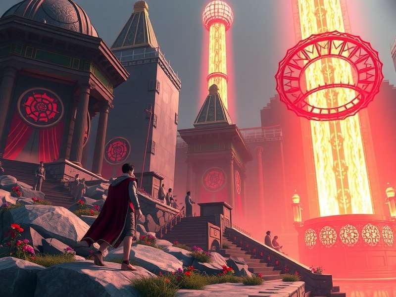 Concept art of a mystical resurrection ritual in a dark fantasy setting, glowing runes and energy swirls.