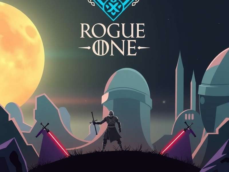 Rogue One character in stealth pose aiming a bow in a dark forest