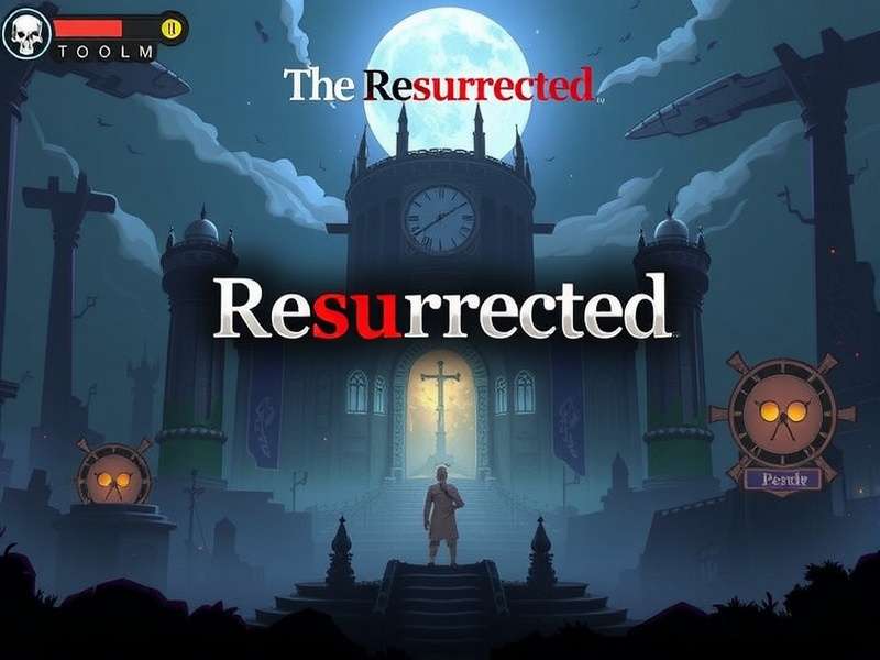 Desolate urban landscape of Resurrection 2 with overgrown buildings and eerie fog