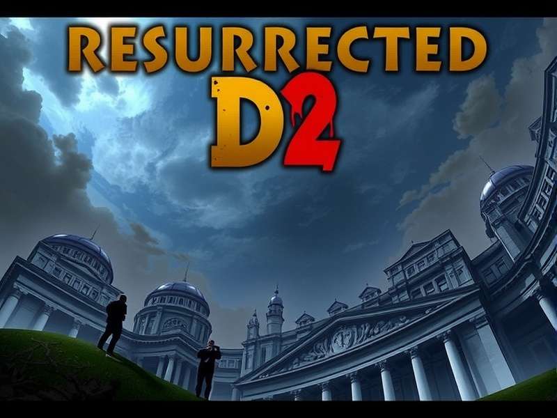 Dark fantasy landscape with glowing runes, representing D2 Resurrected 2025