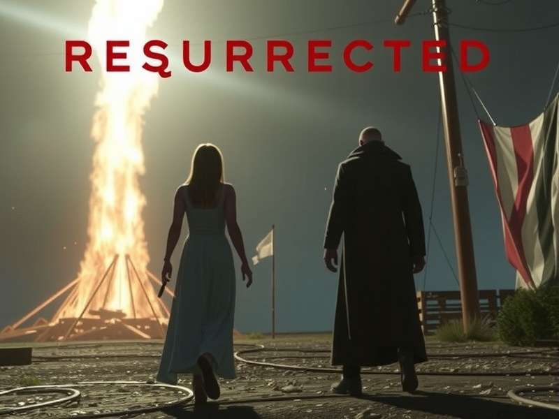 Resurrected 2023 Movie poster showing a character rising from ashes
