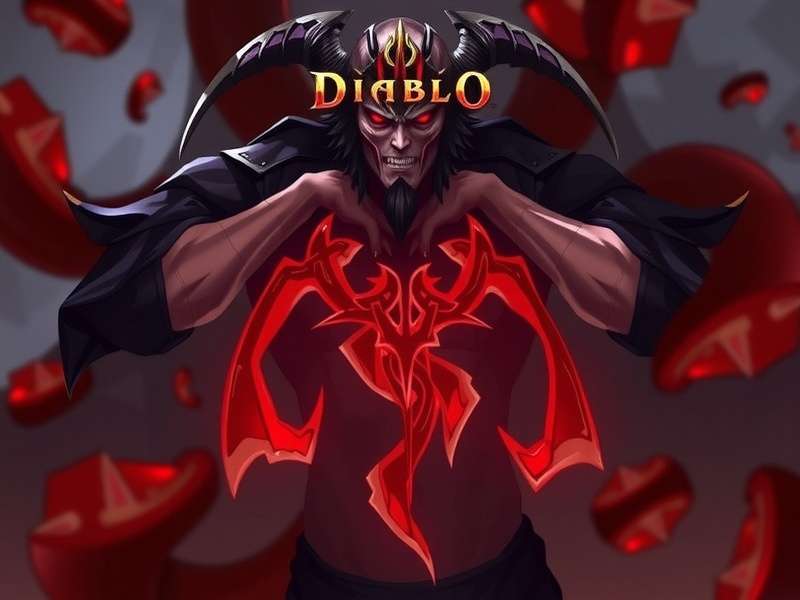 Concept art of a dark, volcanic landscape with glowing fissures, representing the realm of Diablo Io